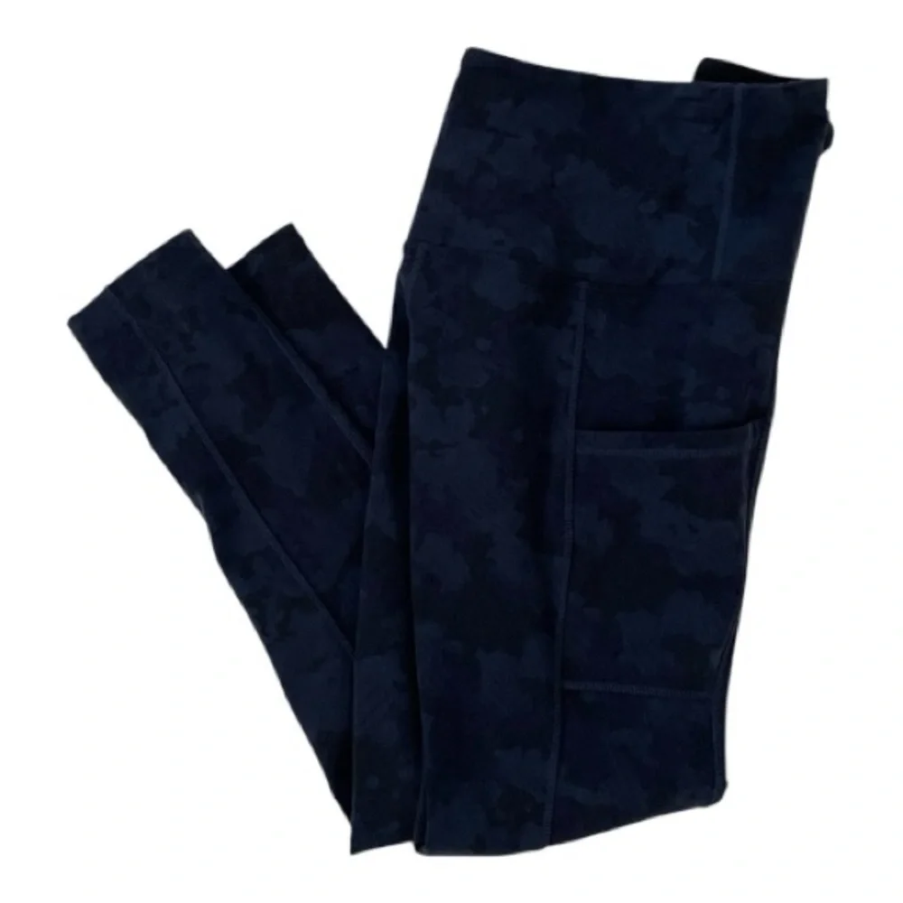 Tuff Athletics Blue Camo Leggings with side pockets Size (Small) - Picture 6 of 8